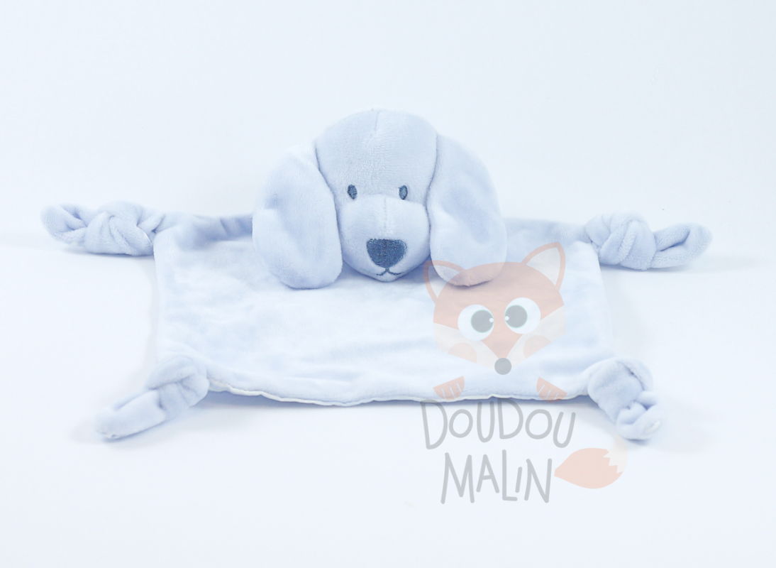 Early days baby comforter blue dog white 